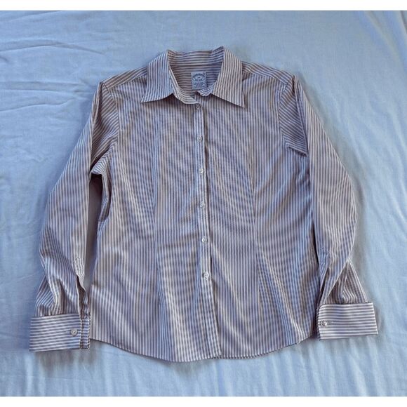 Brooks Brothers Tops - Brooks Brothers Petite Fitted Button Down Shirt, Red/White Stripe, Size 10P